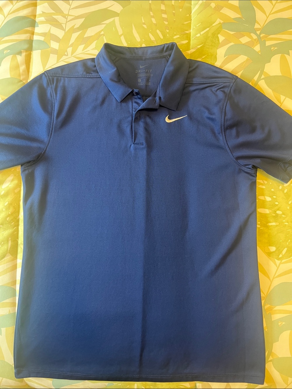 Nike Men's Dri-FIT Polo - Deep Blue with White Swoosh